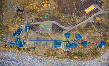 Autumn camp drone view